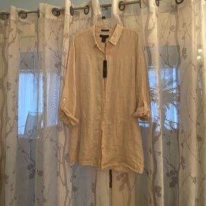 Great NWT L or XL beige linen layering piece by Tahari